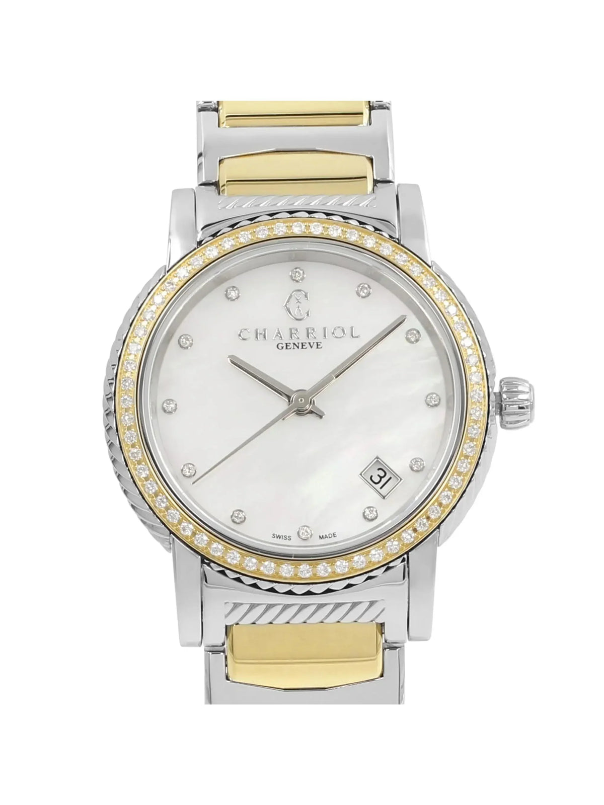New with defects Charriol Parisii 0.40cttw Quartz Ladies Watch .921.001
