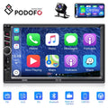Podofo 2 Din Car Stereo with Apple -play 7 inch Touch Screen Car  Player Car Radio Bluetooth  with 4  Rear View Camera