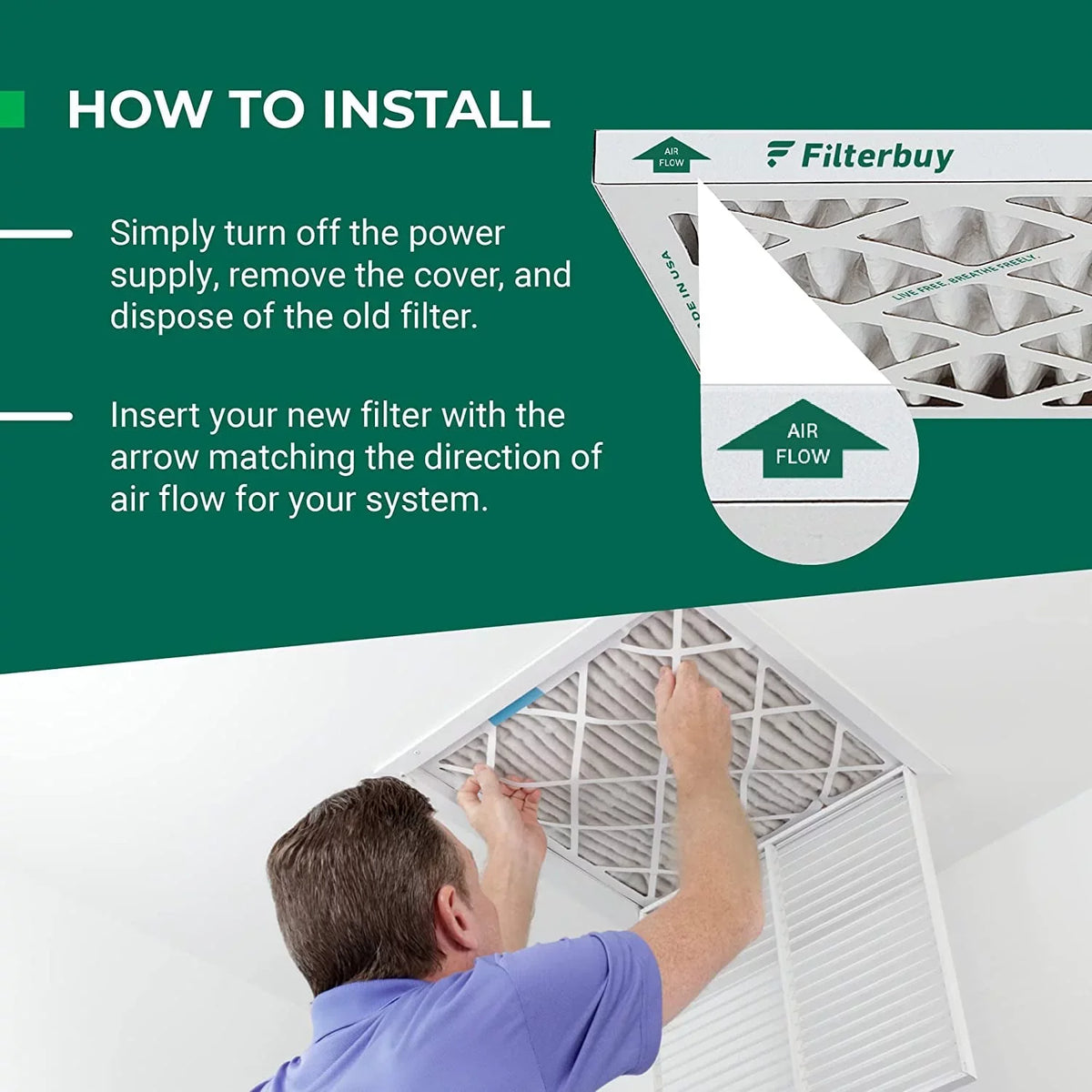 Filterbuy 10x25x1  13 Pleated   Furnace Air Filters (6-Pack)