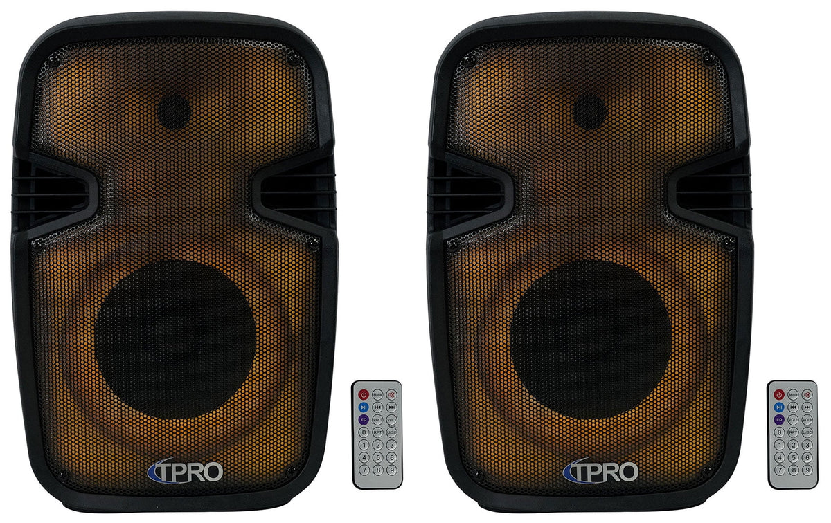 (2) Technical Pro  Portable 8" Bluetooth  Party Speakers+Wireless Link