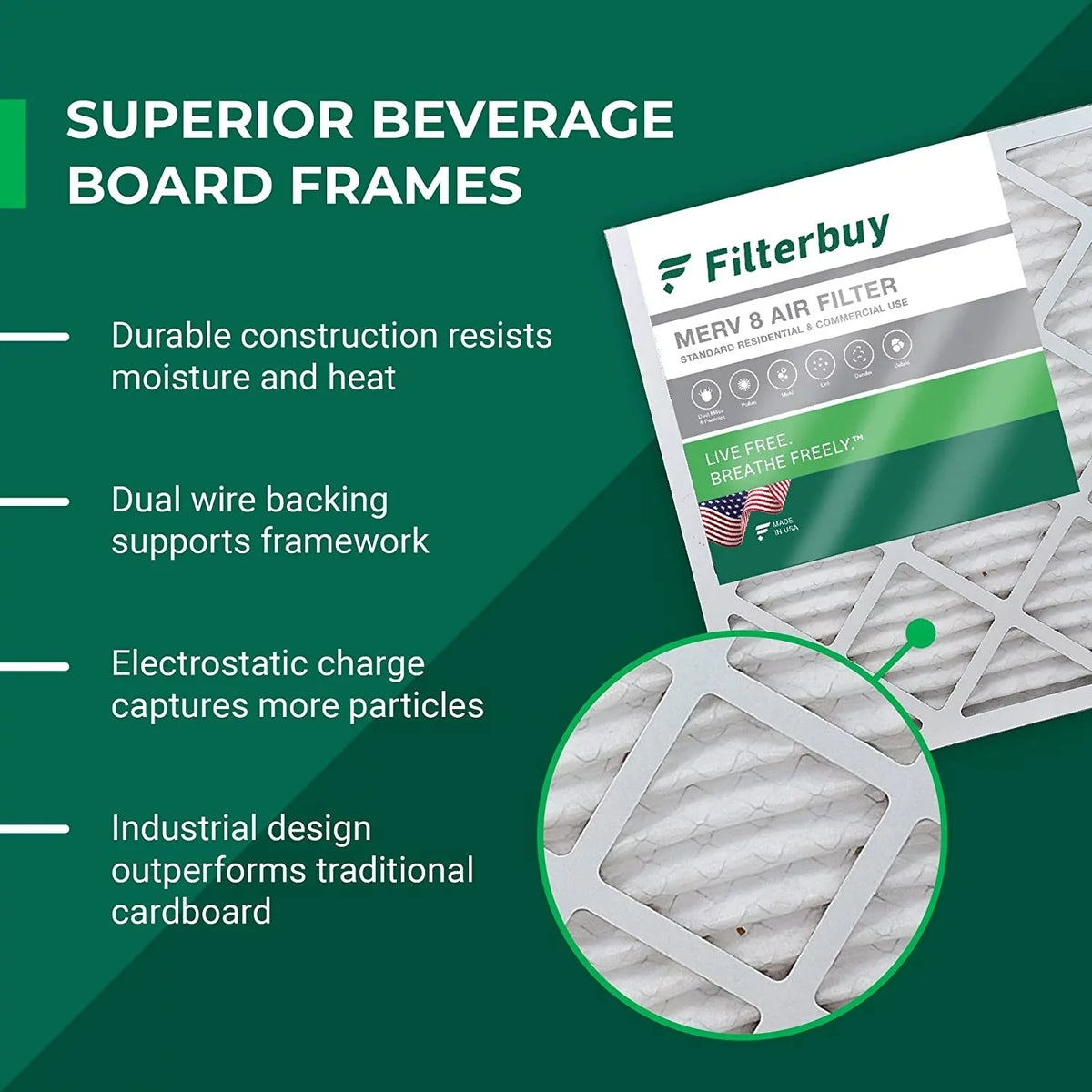 Filterbuy 24x25x1  8 Pleated   Furnace Air Filters (3-Pack)